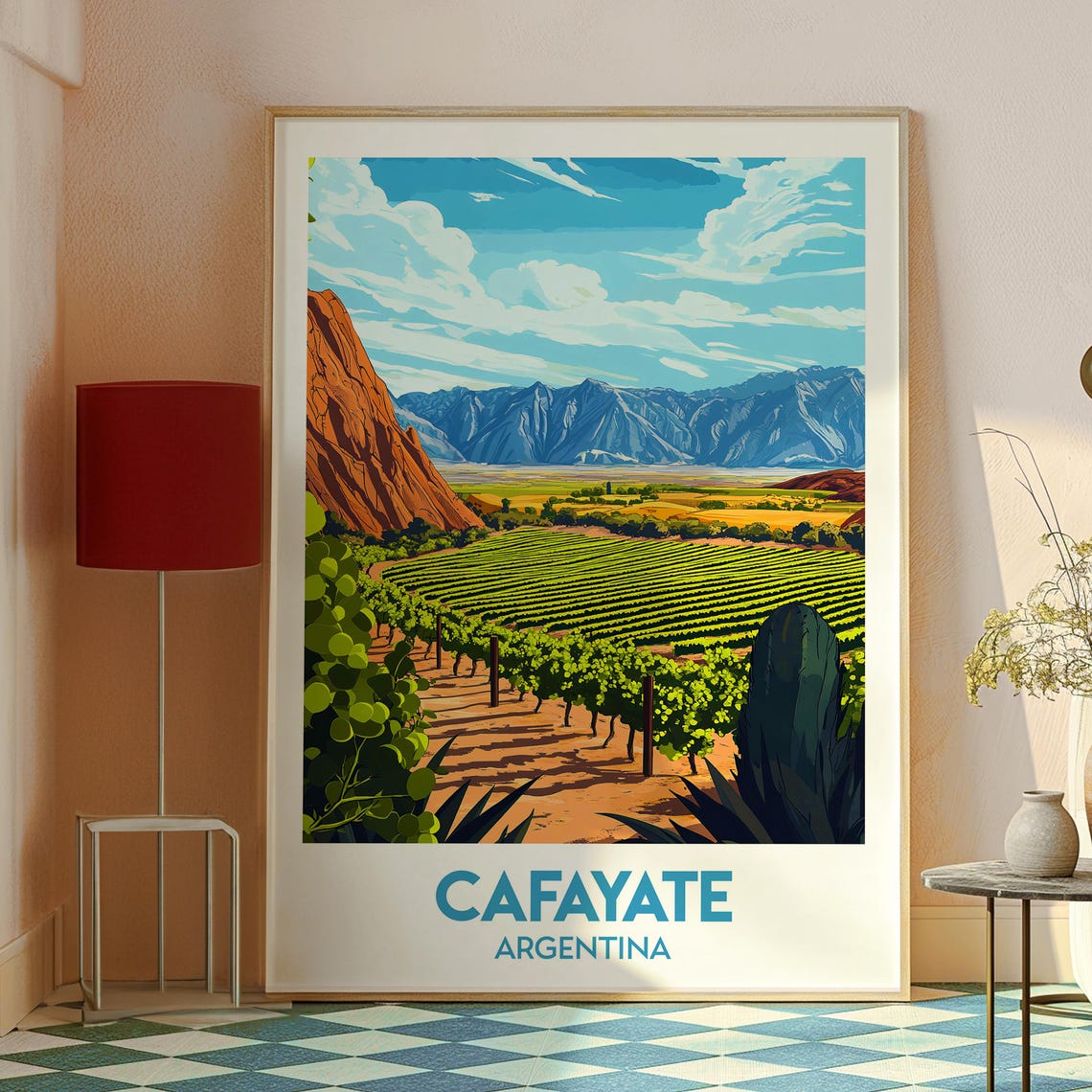 Cafayate Argentina Vineyard Red Rock Valley Landscape Travel Poster - Image 2
