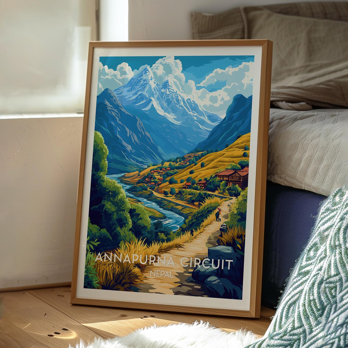 Annapurna Circuit Nepal Trekking Trail Mountain Travel Poster - Image 3