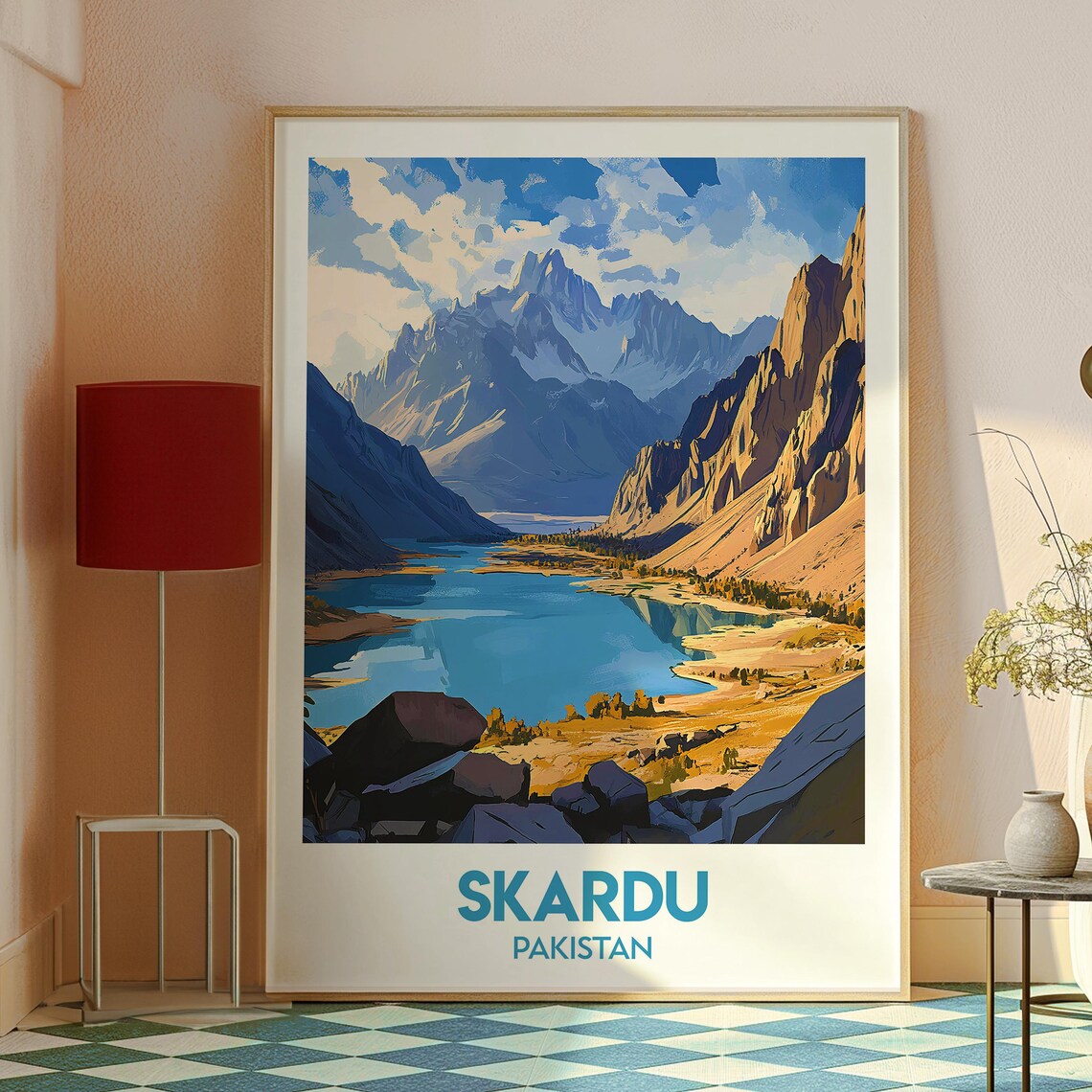 Skardu Pakistan Alpine Lake Jagged Karakoram Peaks Travel Poster - Image 2