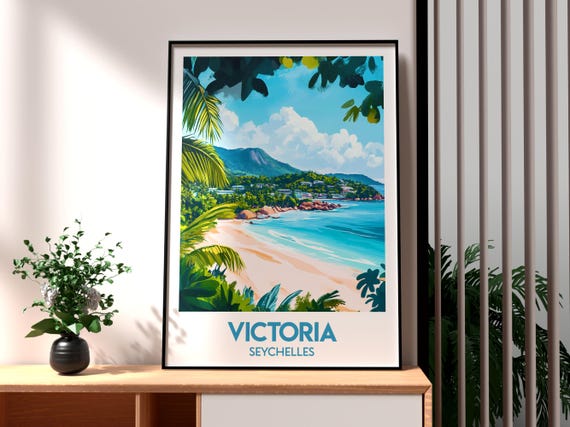Victoria Poster Seychelles Print Travel Art Africa The Wall Beach