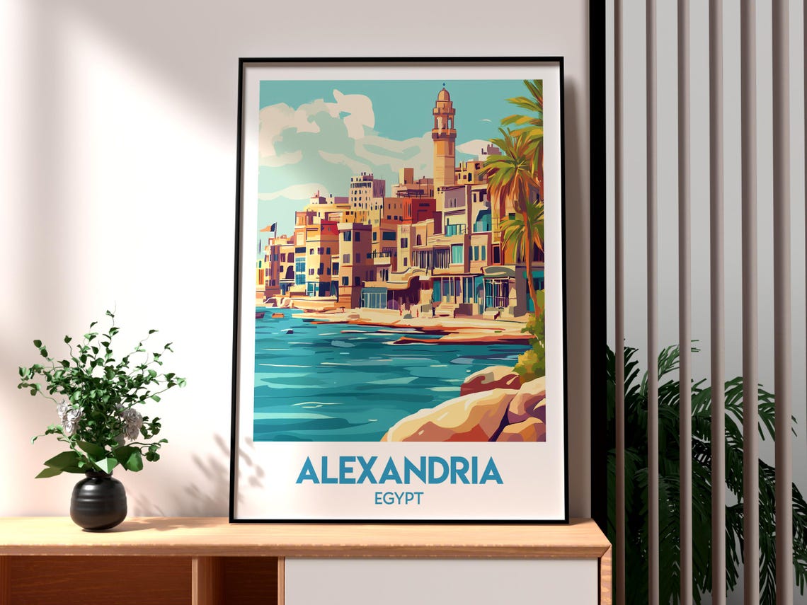 Alexandria Egypt Waterfront Old Town Harbor View Travel Poster