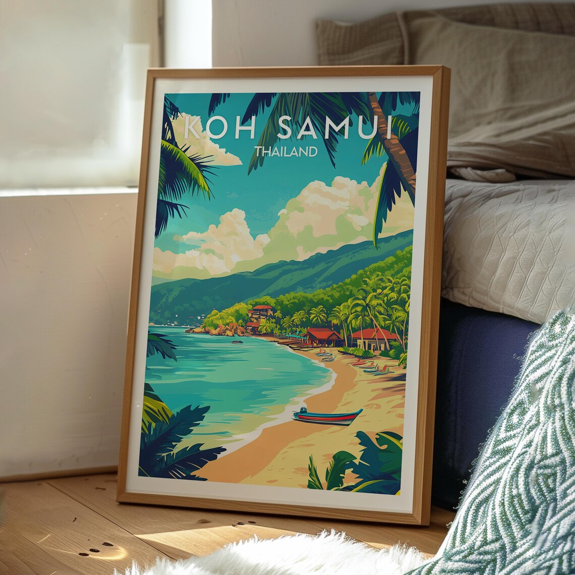 Koh Samui Thailand Palm Beach Turquoise Bay Island Travel Poster - Image 3