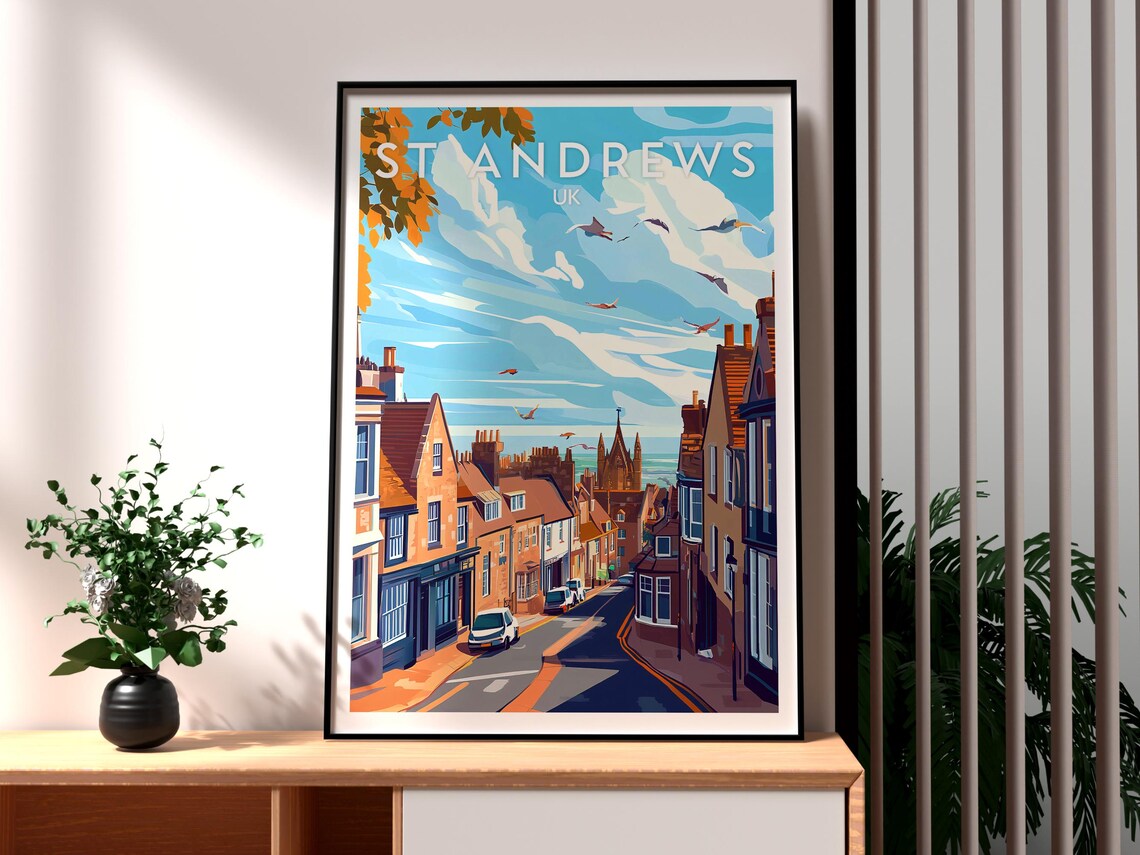 St Andrews Scotland Historic Seaside Town Street Retro Uk Poster