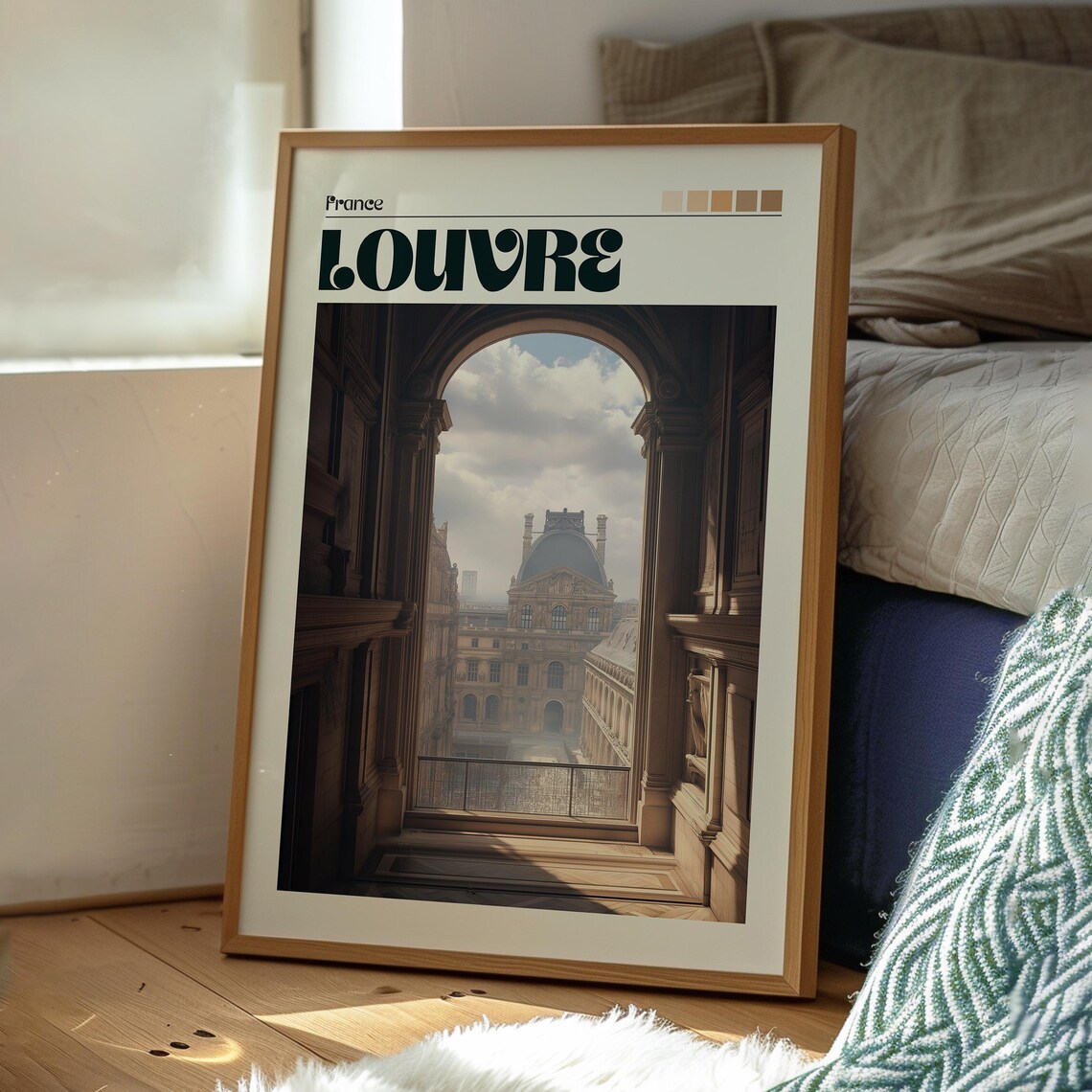 Louvre France Paris Grand Arch Palace Facade Museum View Travel Poster - Image 3