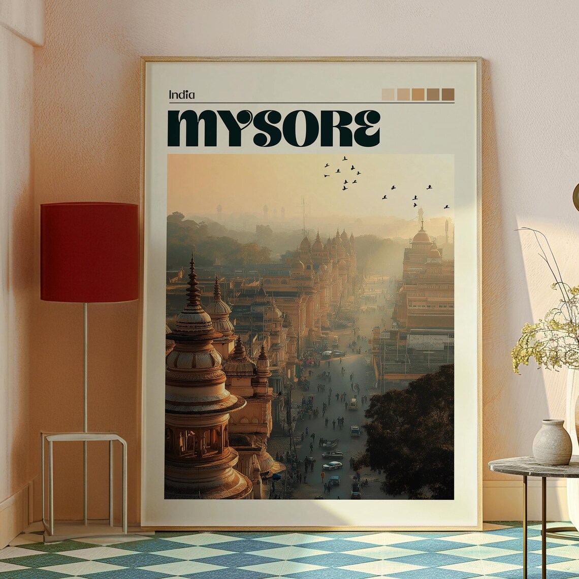 Mysore India Palace Street Golden Morning Heritage Travel Poster - Image 2