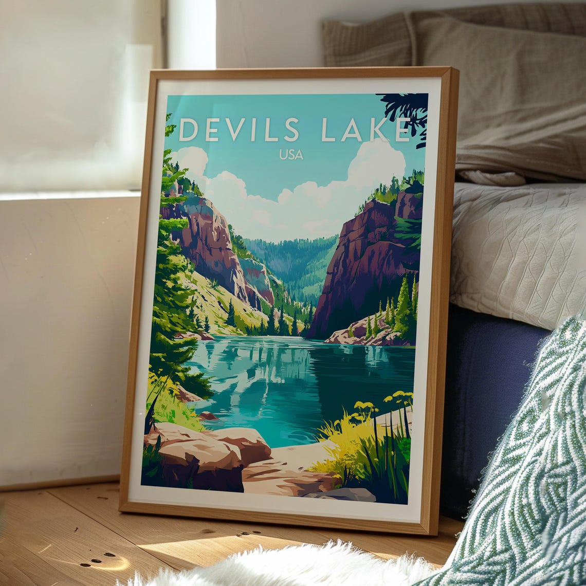 Devils Lake Wisconsin Rocky Cliffs Lake Nature Travel Poster - Image 3