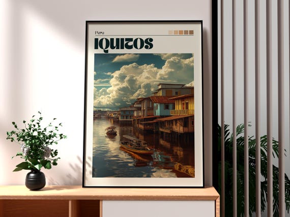 Iquitos Poster Art Peru Travel Print Wall Backpacking South America
