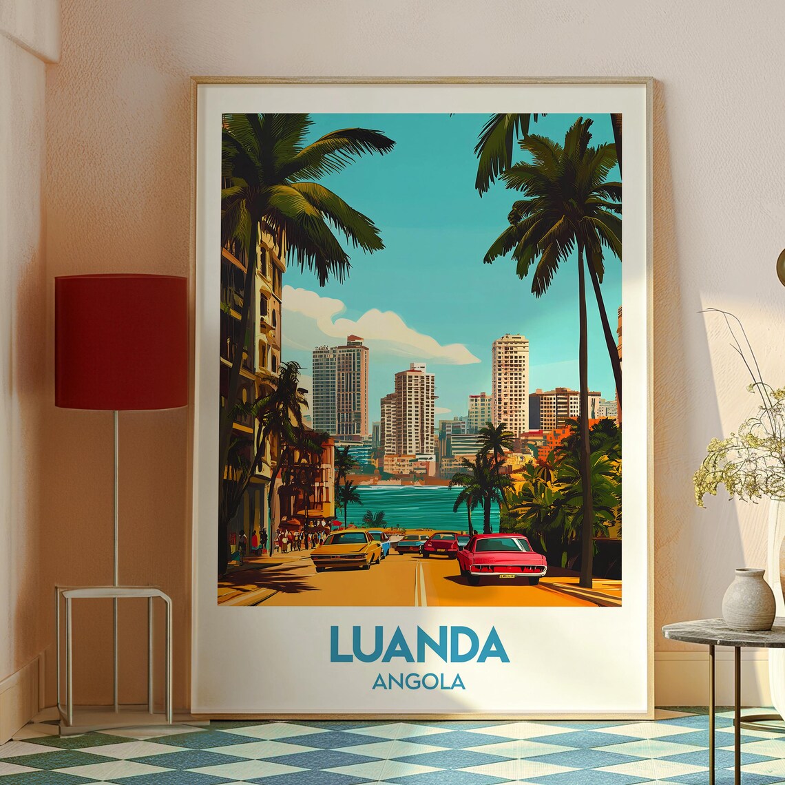 Luanda Angola Beachfront Boulevard Classic Cars Vintage Travel Poster - Image 2