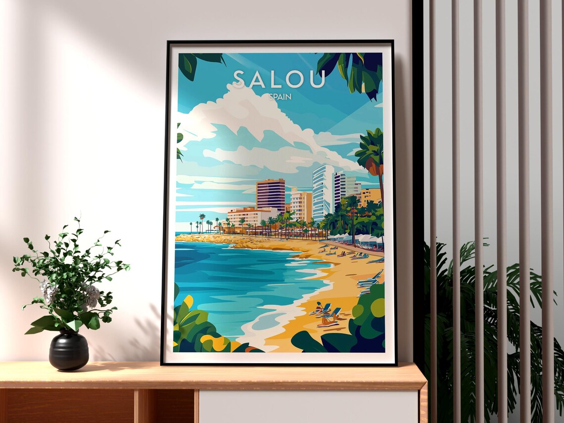 Salou Spain Mediterranean Beach Resort Skyline Sunny Art Poster