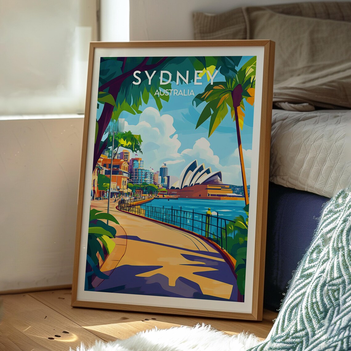 Sydney Australia Opera House Harbor Promenade Vintage Travel Poster - Image 3