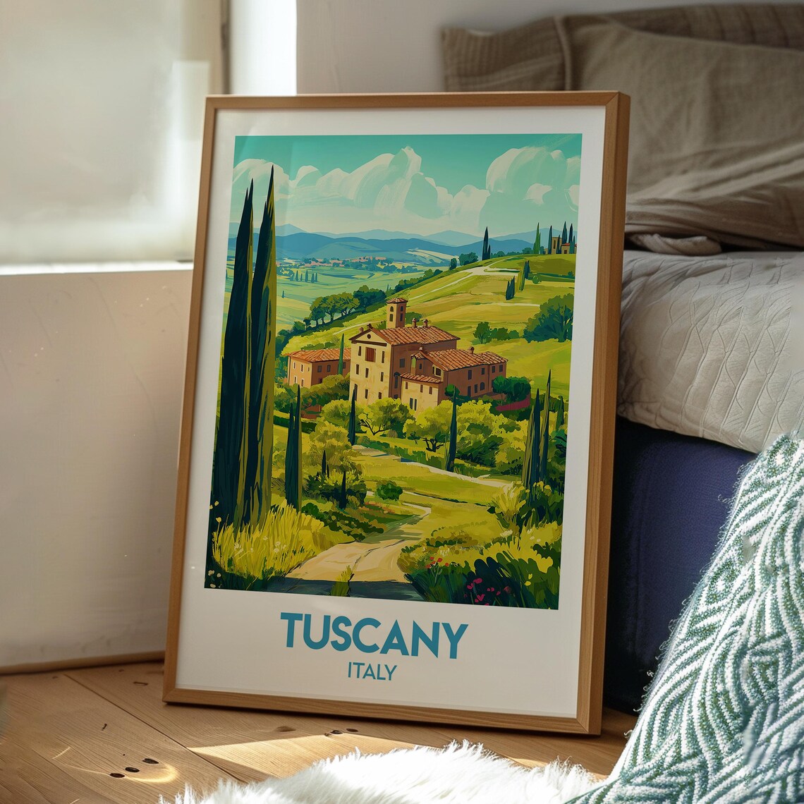 Tuscany Italy Countryside Farmhouse Cypress Road Travel Poster - Image 3