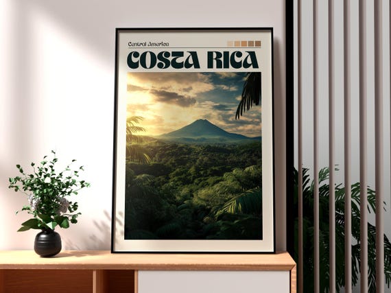 Costa Rica Print Wall Art Central America Poster Travel San Jose Mountains