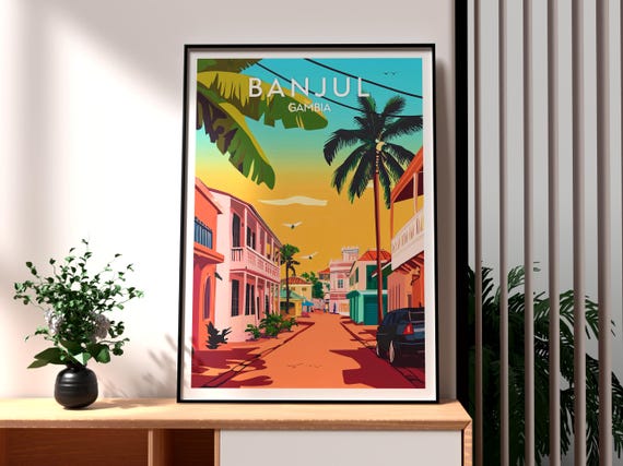 Banjul Travel Print Gambia Wall Art Poster Africa City