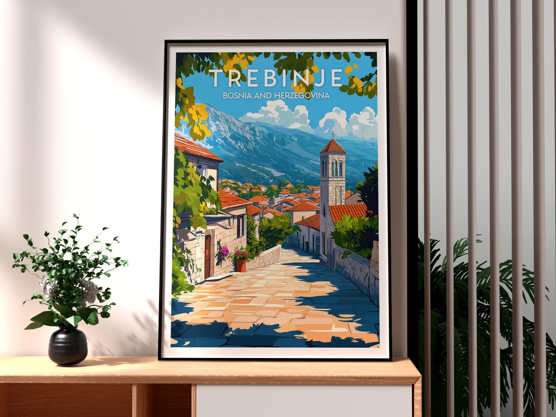 Trebinje Bosnia And Herzegovina Old Town Bell Tower Travel Poster