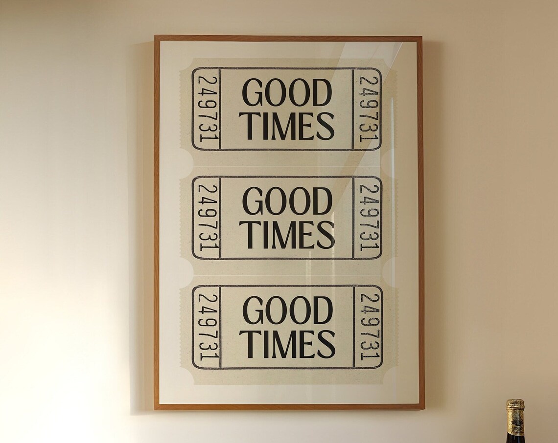Good Times Ticket Stubs Trio Number 249731 Cream Background Retro Wall Poster - Image 2