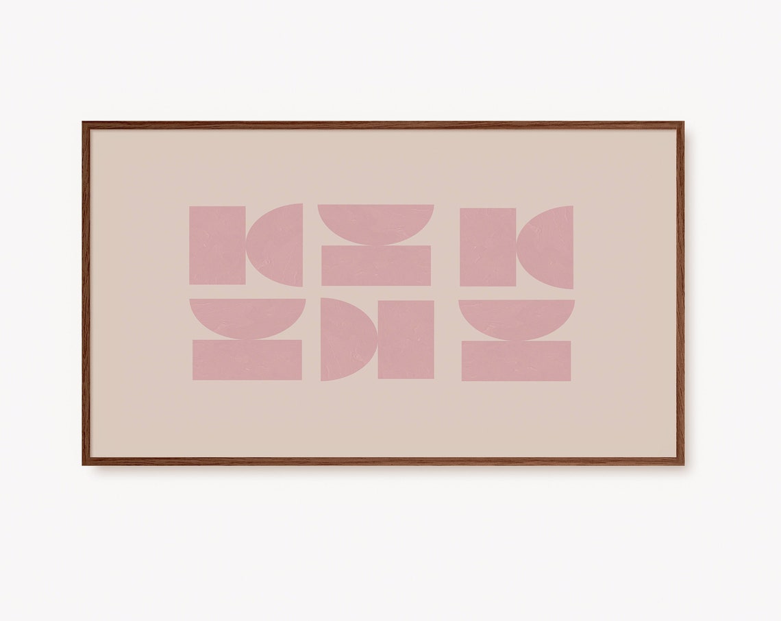 Blush Pink Mid Century Modern Geometric Shapes Decor Art Poster