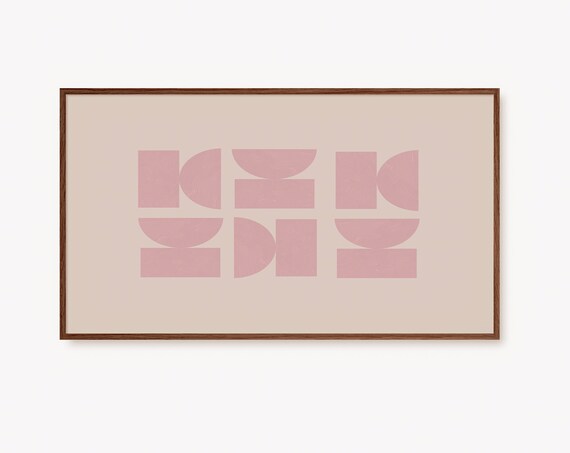 Frame Tv Art Pink Abstract Mid Century Modern Trendy Blush Geometric For The Frame Tv Modern Shapes Wall Prints