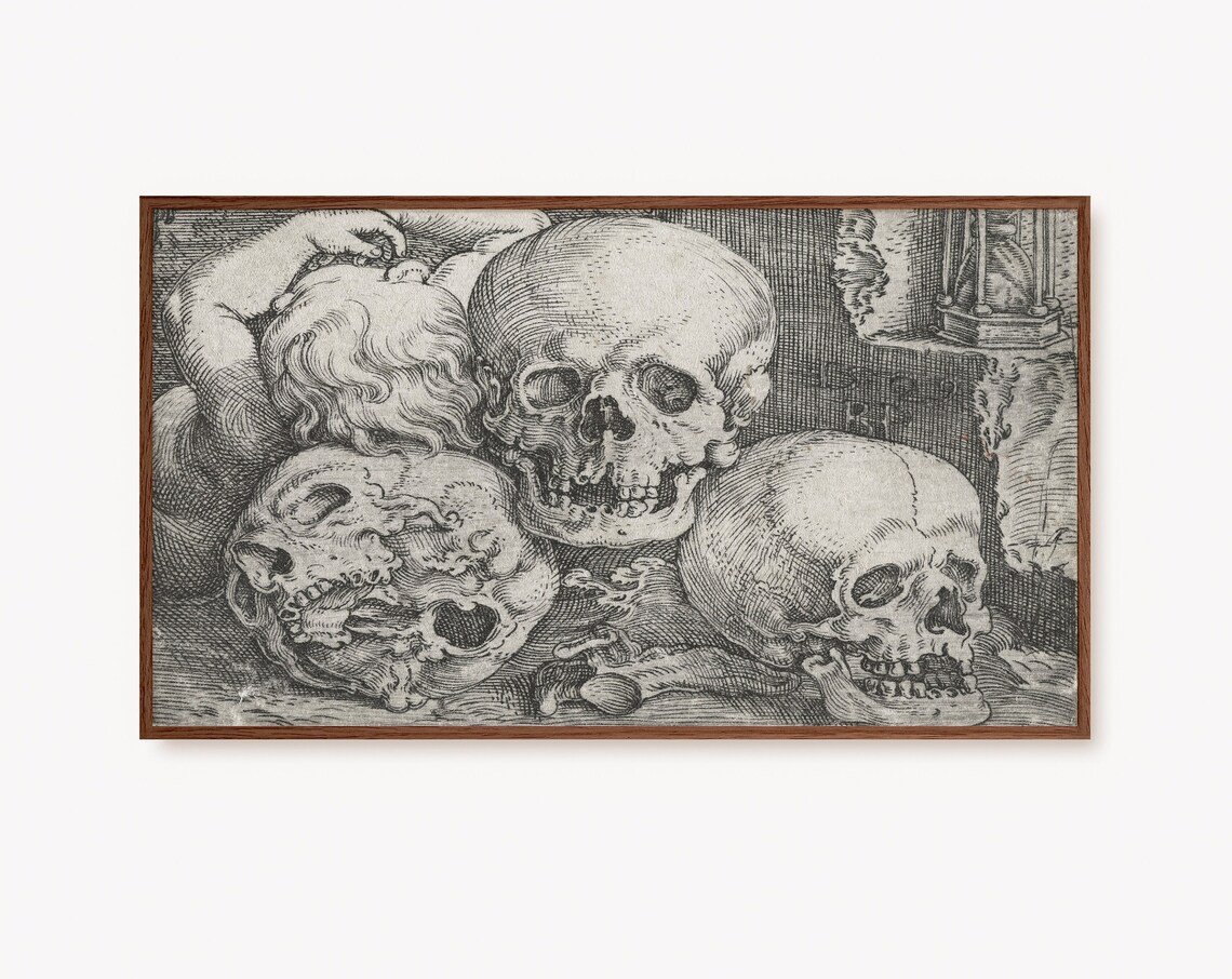 Vintage Skeleton Art for Halloween Wall Art Print