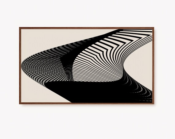 Frame Tv Modern Geometric Line Art Abstract 70s Retro Psychedelic Beige Boho Neutral Tv Art