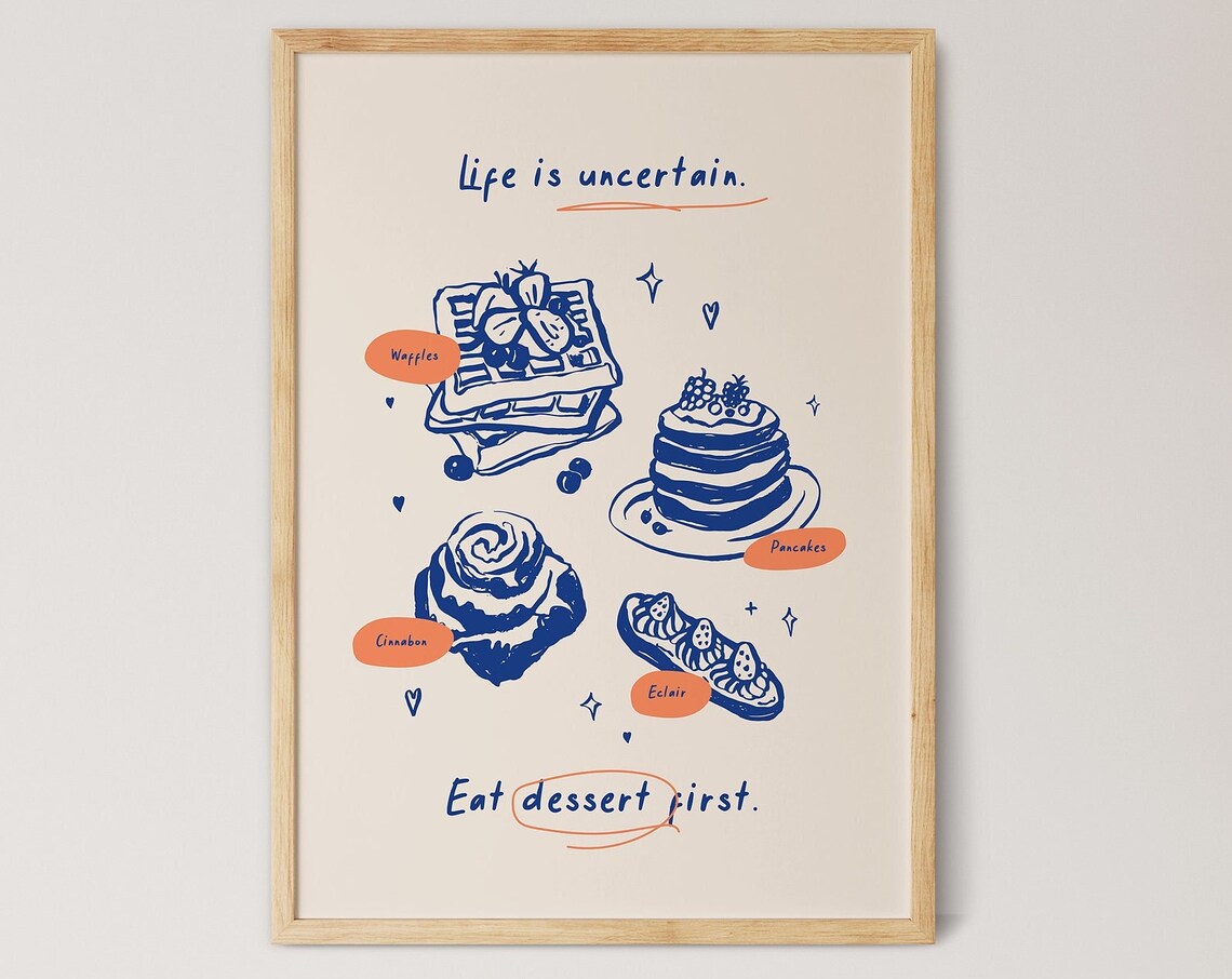 Dessert Sketch Poster, Vintage Kitchen Wall Art