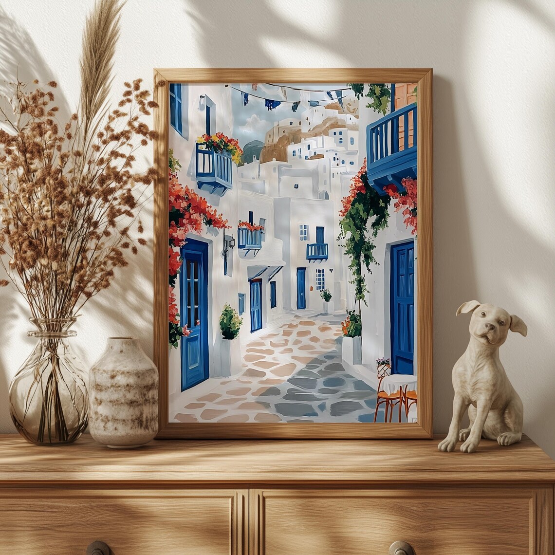 Mykonos Greek Island Whitewashed Alley Bougainvillea Travel Poster - Image 4