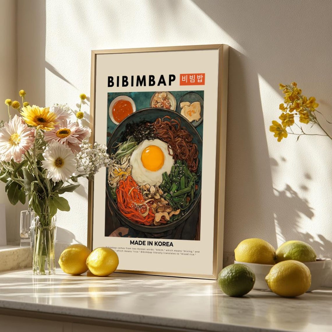 Bibimbap Korean Rice Bowl Made in Korea Vintage Kitchen Poster - Image 4