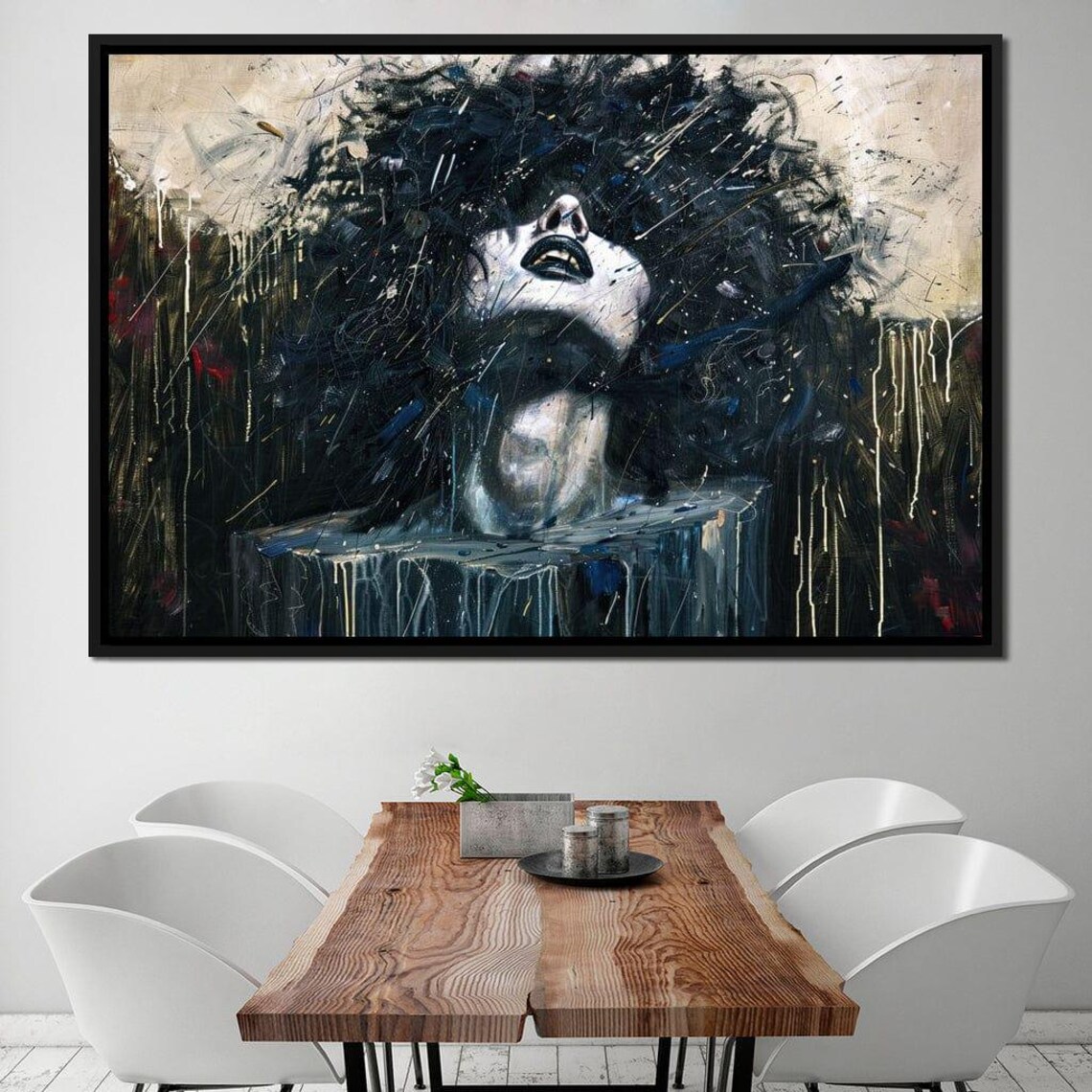Expressive Woman Portrait Black Grey Abstract Painted Dark Dramatic Poster - Image 2