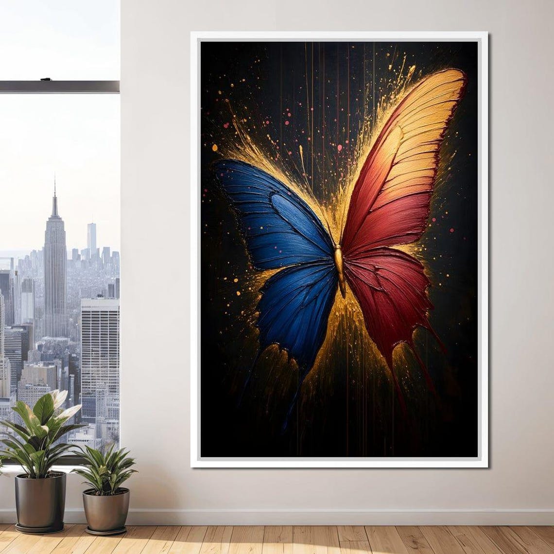 Red Blue Butterfly Vibrant Home Decor Colorful Wall Art Nature Inspired Butterfly Elegance By Nichecanvas - Image 2
