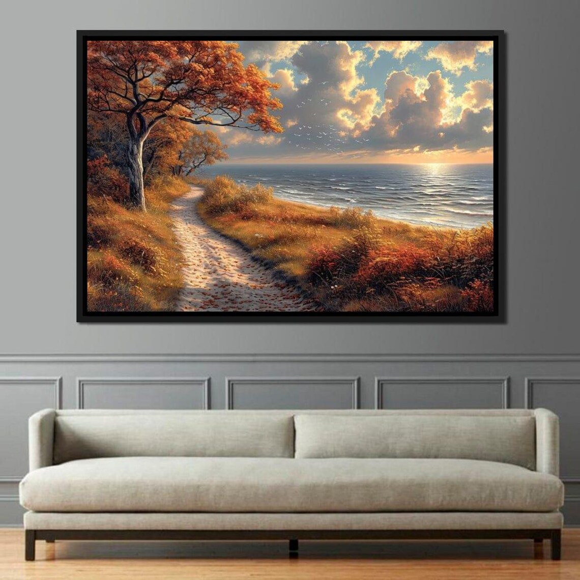 Autumn Coastal Path Sunset Sea Orange Trees Fall Travel Poster - Image 4