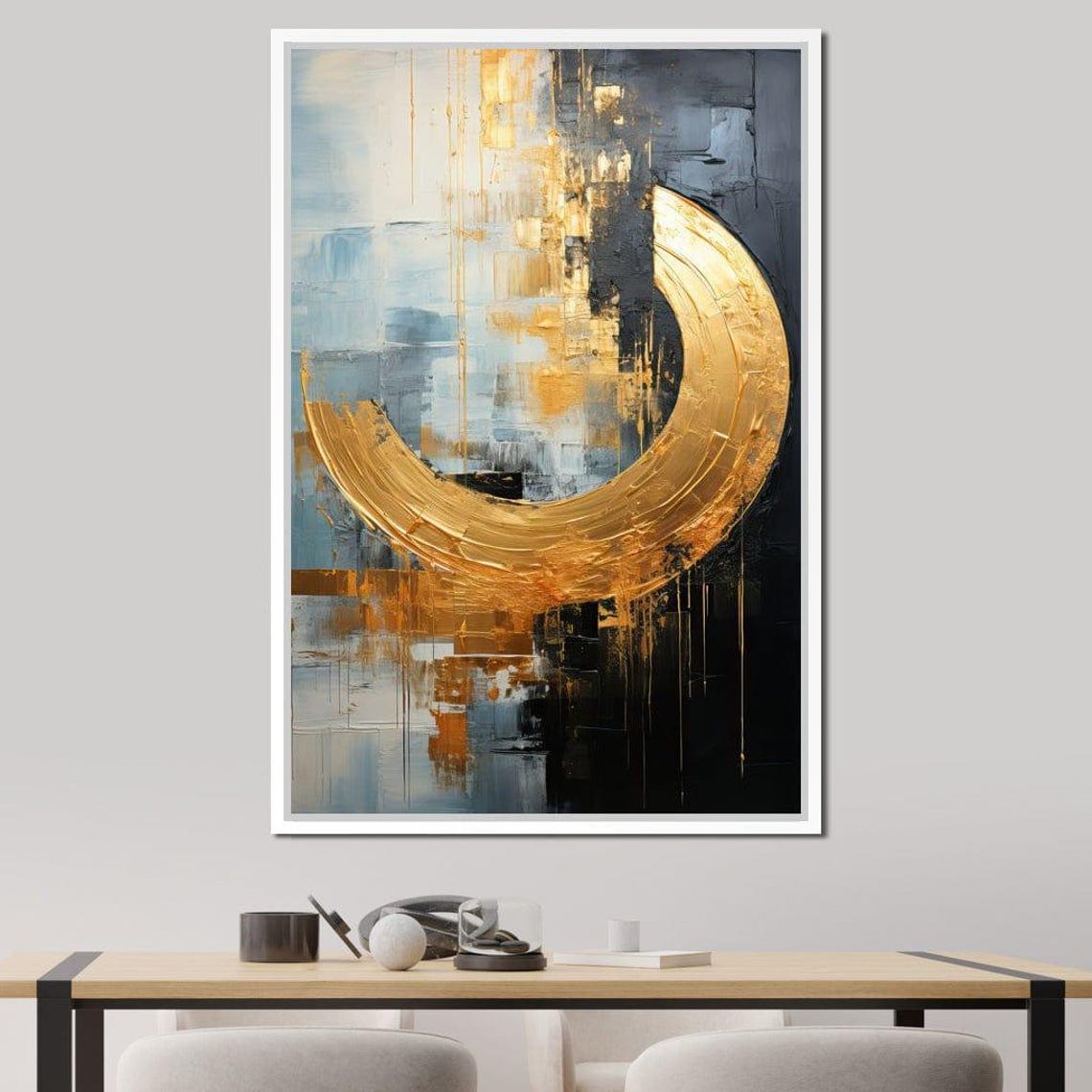 Aurora Marina Dreamscape Tanni Cylon Modern Art Gold Accent Abstract Design Elegant Wall Decor Luxury By Nichecanvas - Image 2