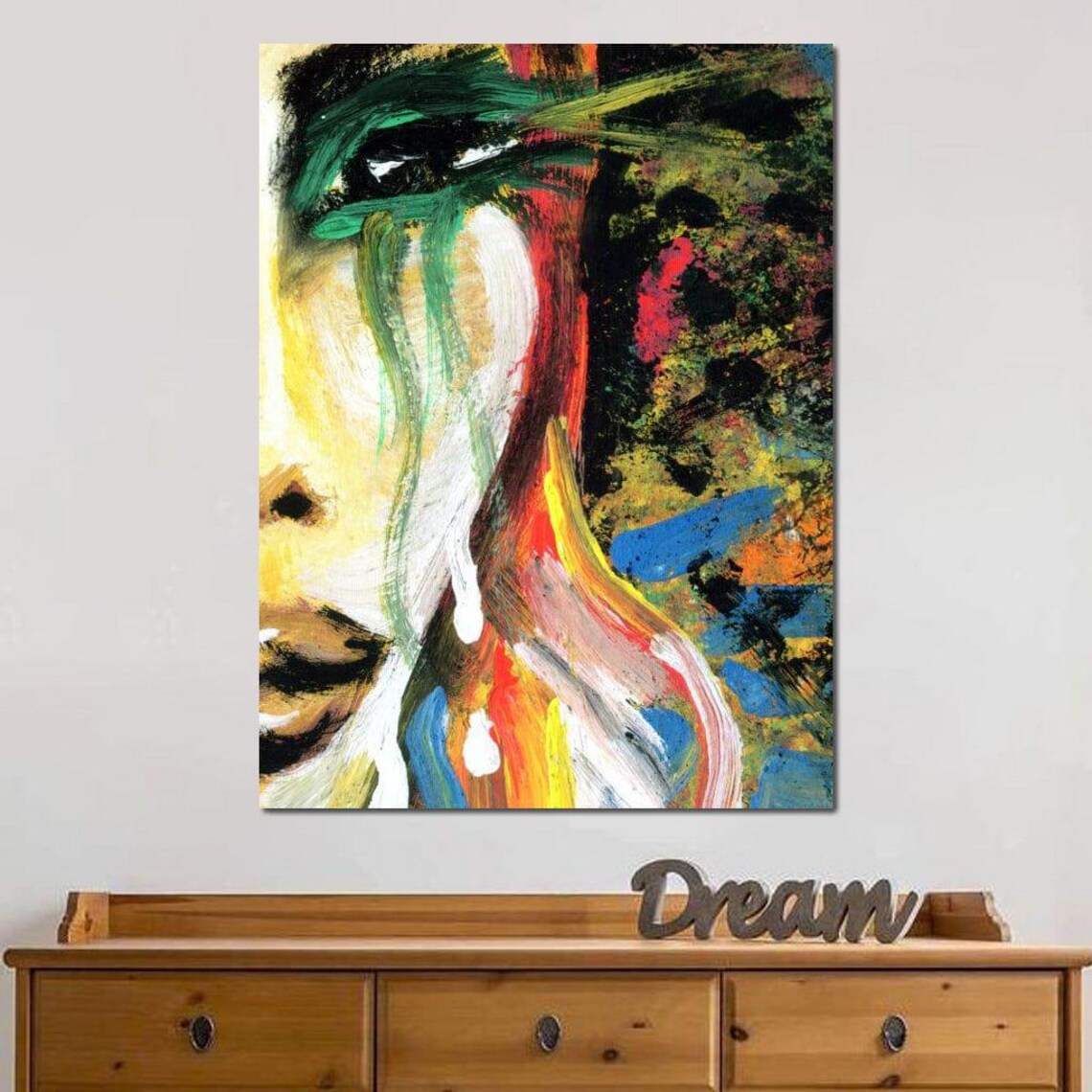 Vivid Emotions Multicolor Expressionist Female Portrait Abstract Art Poster - Image 3