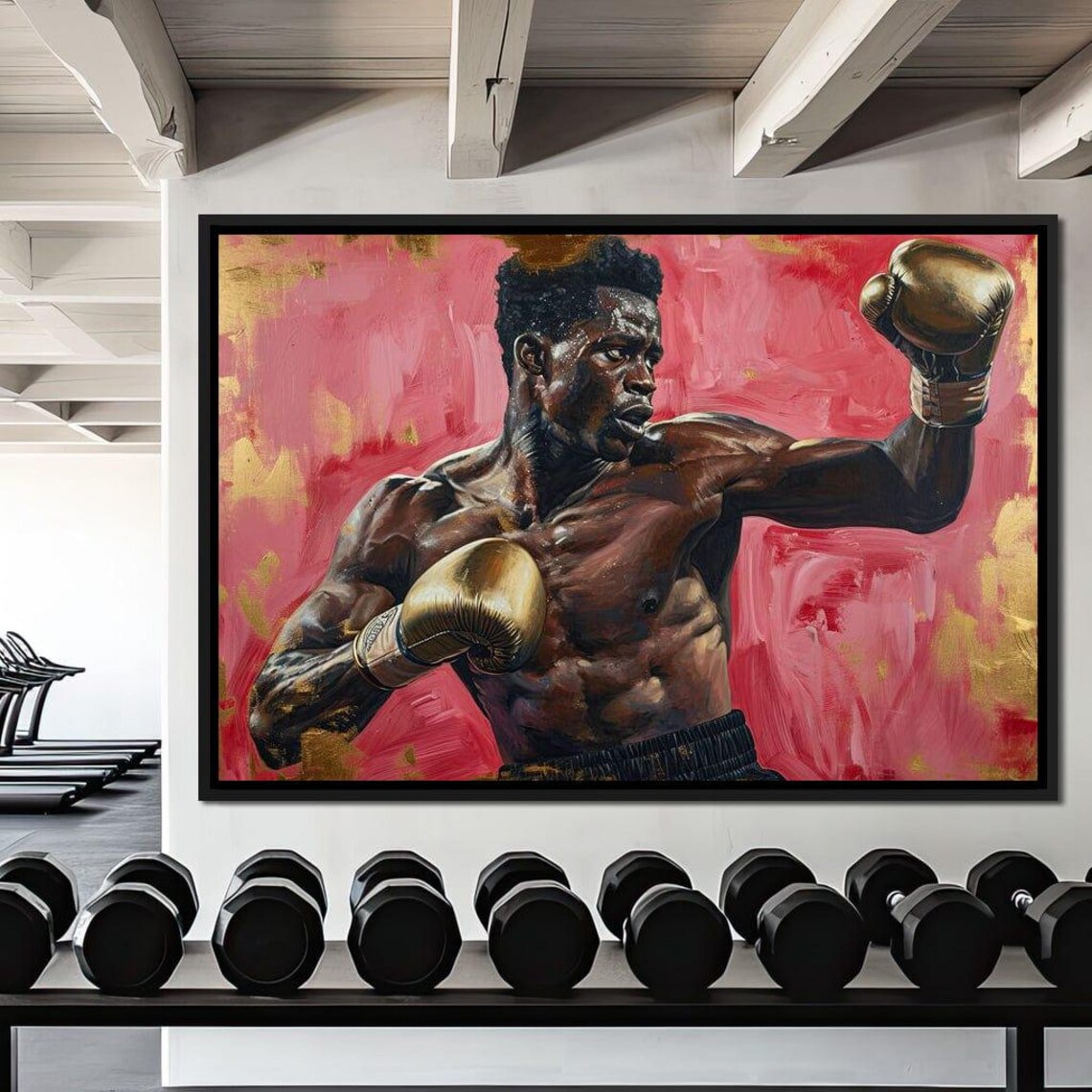 Fighter Boxer Gold Gloves Powerful Punch Dramatic Sports Wall Art Poster - Image 4