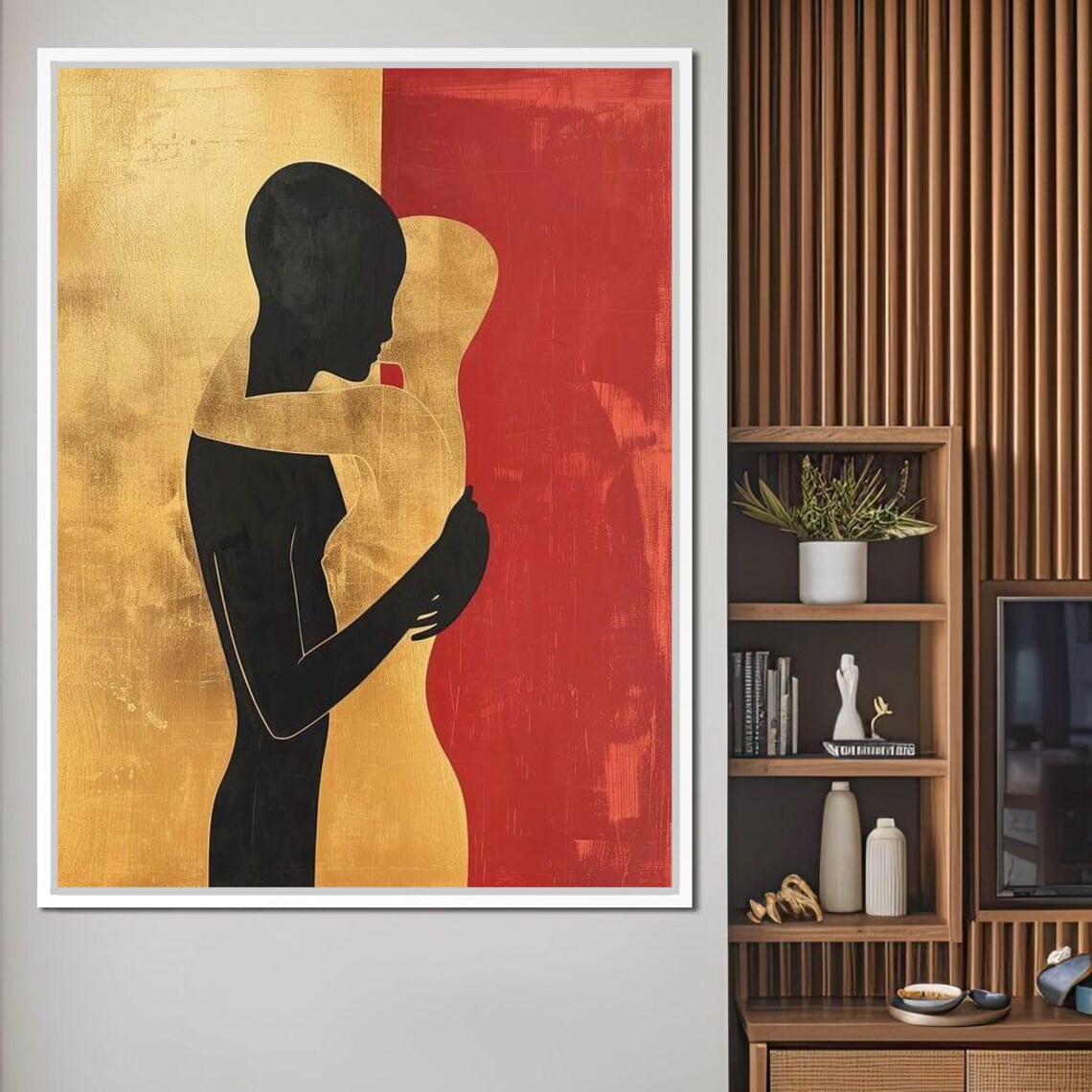 Golden Wilderness Shadow Embracing Couple Love Silhouette Poster - Image 2