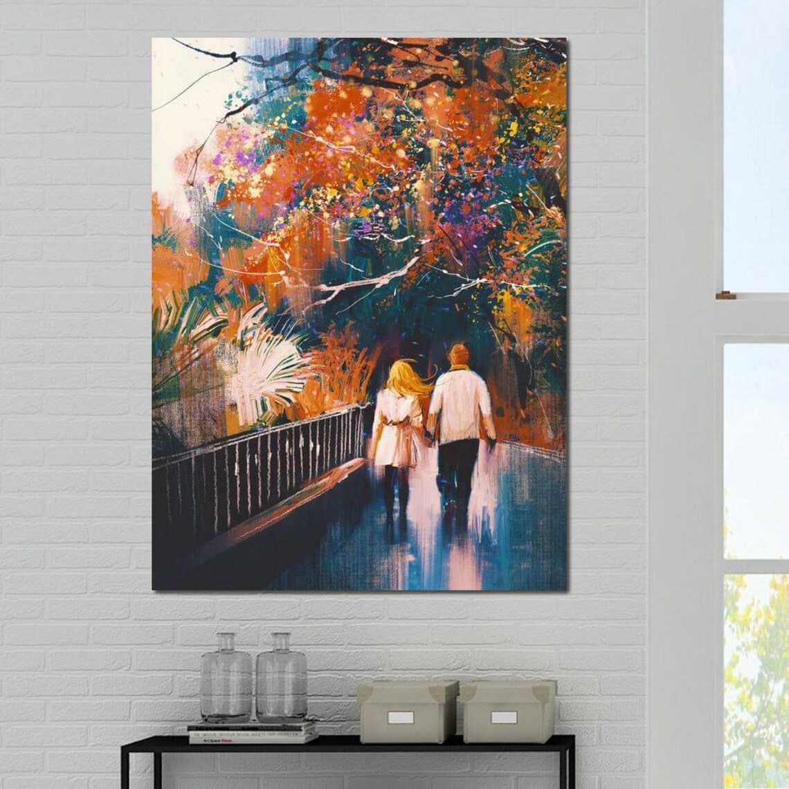 Holding Hands In The Park - Romantic Art Print - Image 3