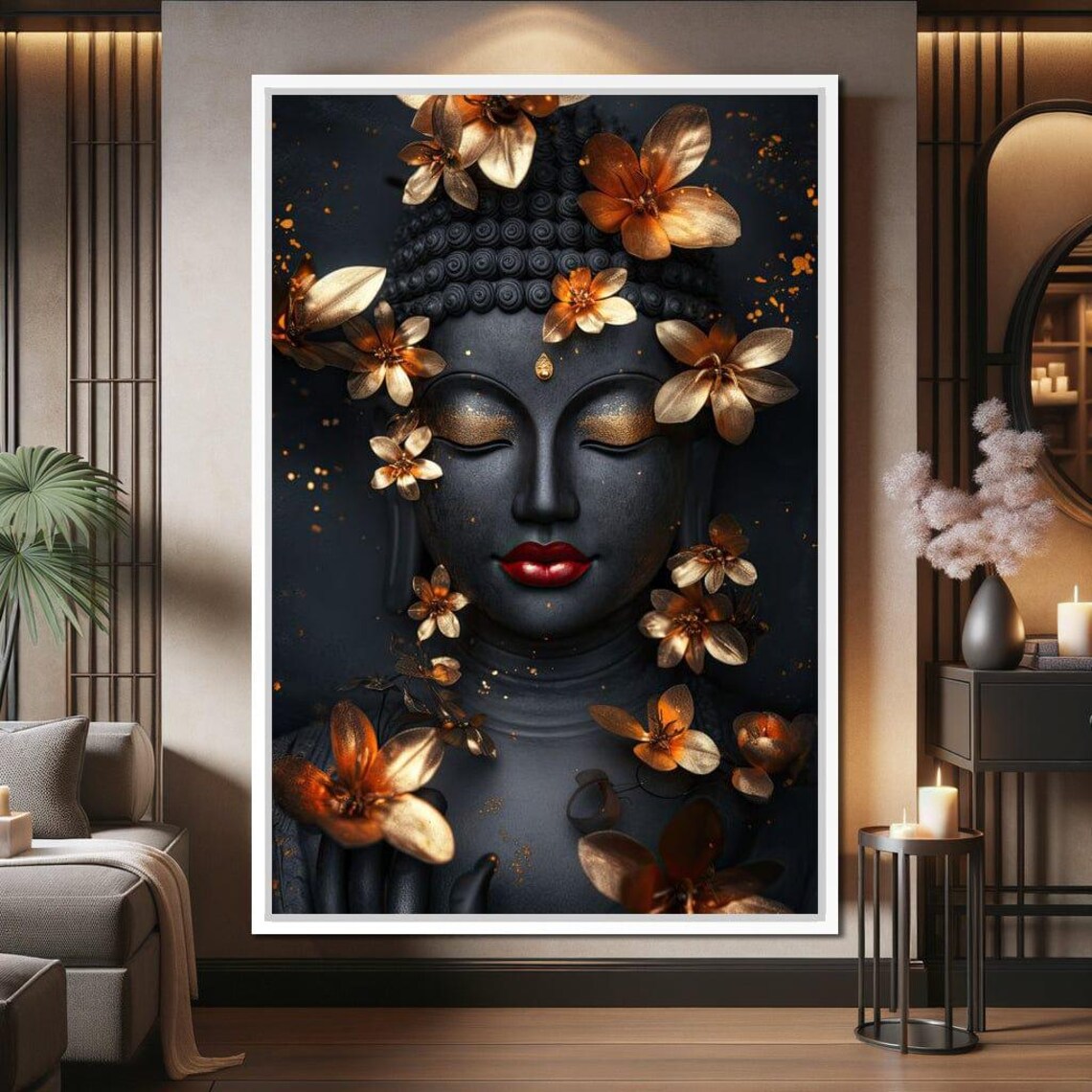 Buddha Floral Zen Meditation Art Print, Peaceful - Image 3