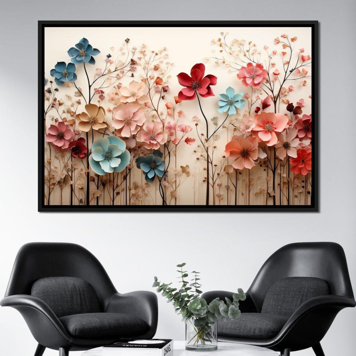 Colorful Paper Cut Wildflower Bouquet On Cream Floral Bloom Poster - Image 4