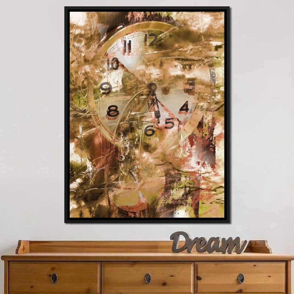 Psychedelic Clock, Trippy Abstract Art Print