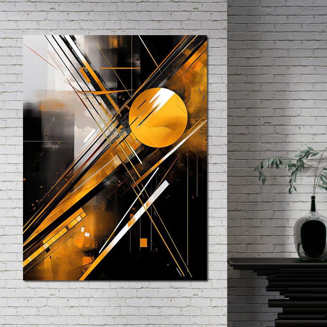 Black Gold Geometric Abstract Golden Sun Lines Modern Minimalist Print - Image 3
