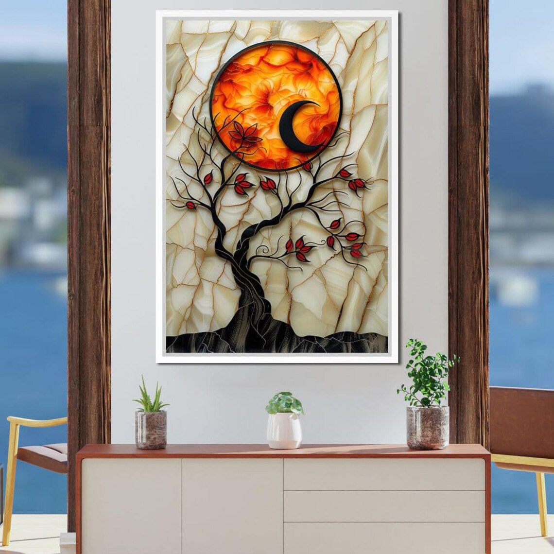 Solar Flare Through Leaves, Sun and Moon Tree Art Print - Image 3