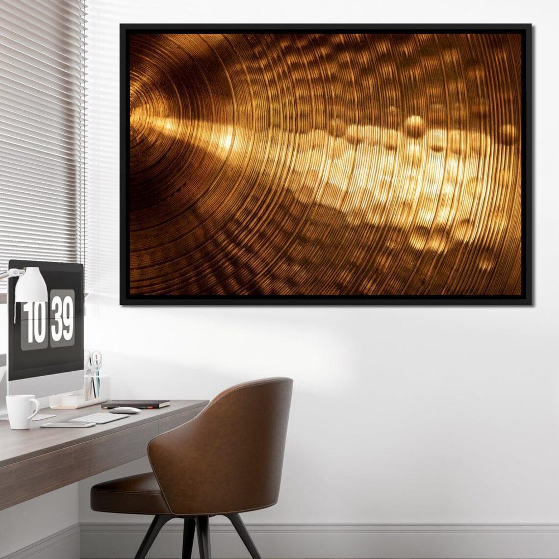 Golden Cymbal Macro Concentric Groove Patterns Drummer Music Wall Poster - Image 2