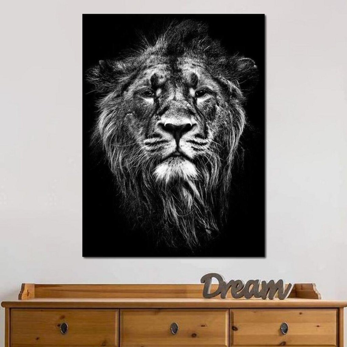 Lion Portrait, Black And White Art Print - Image 3