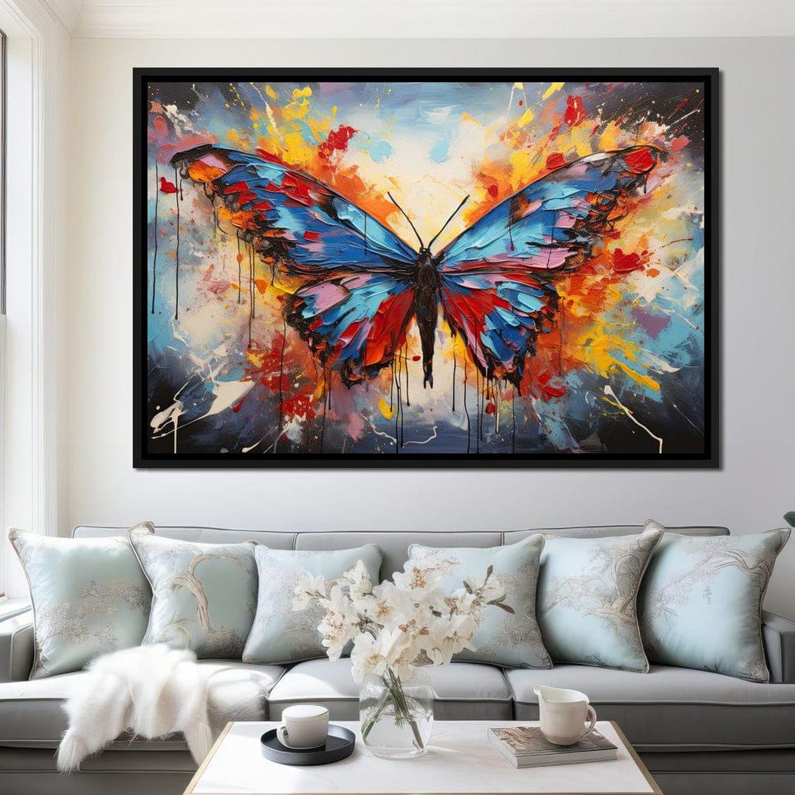 Vibrant Metamorphosis Essence Butterfly Wall Art Contemporary Home Decor Multi Panel Artwork Nature Inspired By Nichecanvas - Image 3