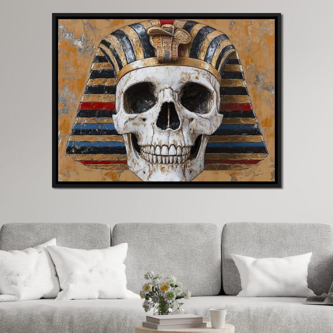 Ancient Echoes Pharaoh Skull Egyptian Skull Wall Art Gothic Home Decor Dark Fantasy Decor By Nichecanvas - Image 2