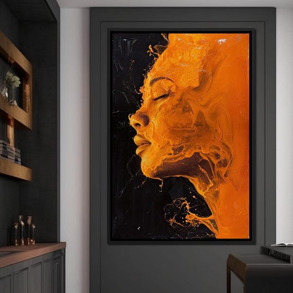 Sunkissed Fervor Dreamscape Abstract Modern Wall Art Fiery Bold Portrait Emotional Psychedelic Print By Nichecanvas