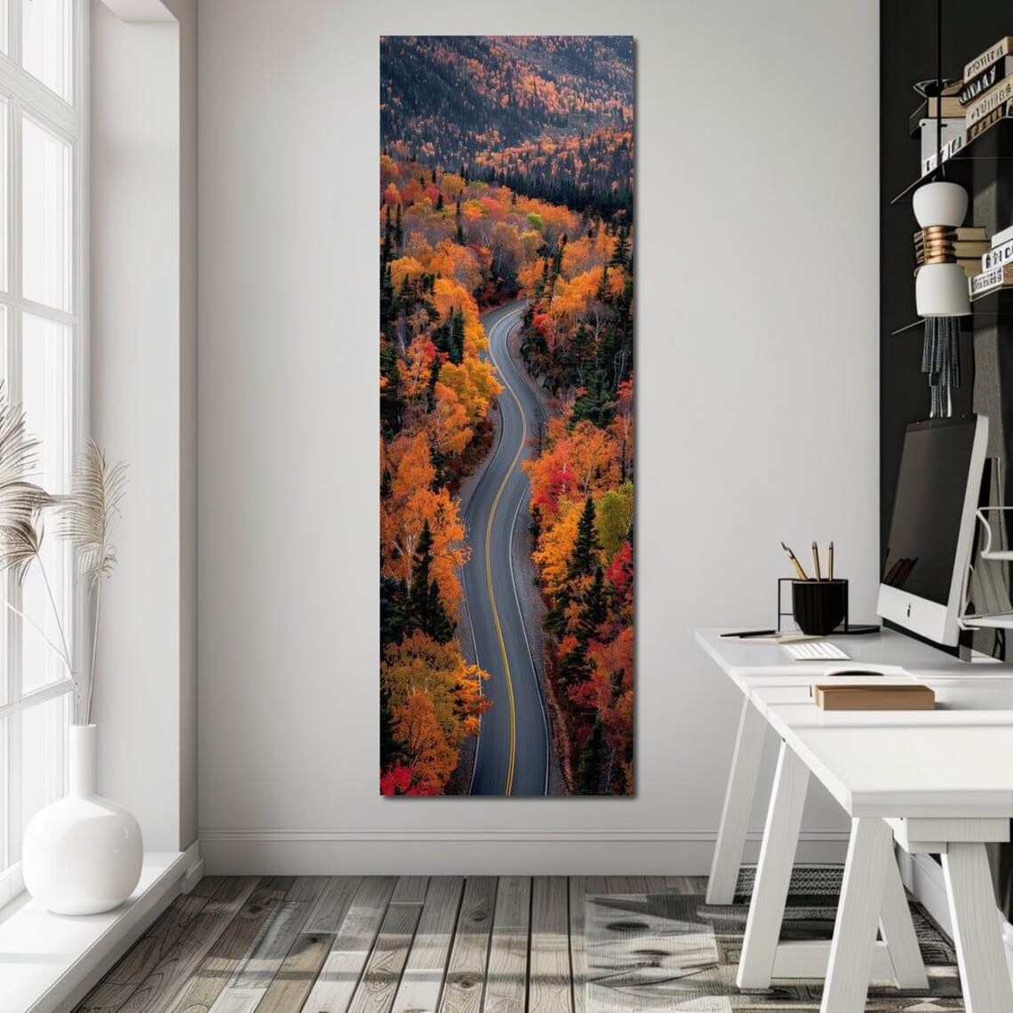 Aerial Curved Road Autumn Forest Fall Colors Scenic Drive Poster - Image 2