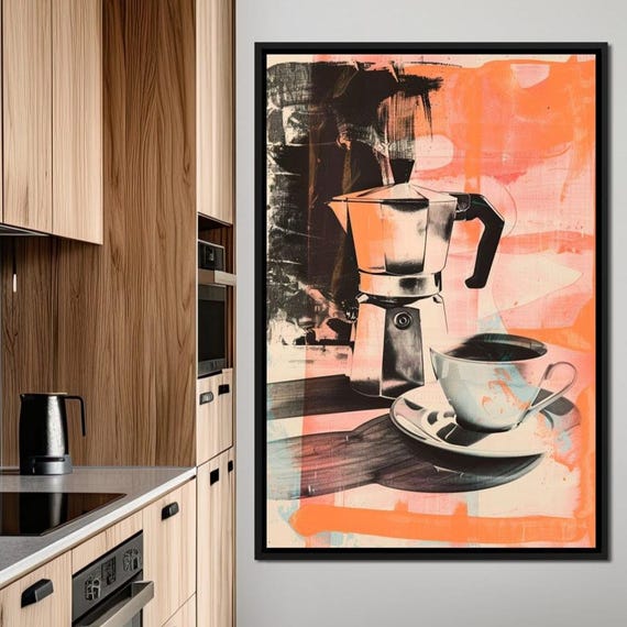 Morning Brew Palette Symmetry Coffee Wall Art Cozy Kitchen Decor Moka Pot Painting Home Decor By Nichecanvas