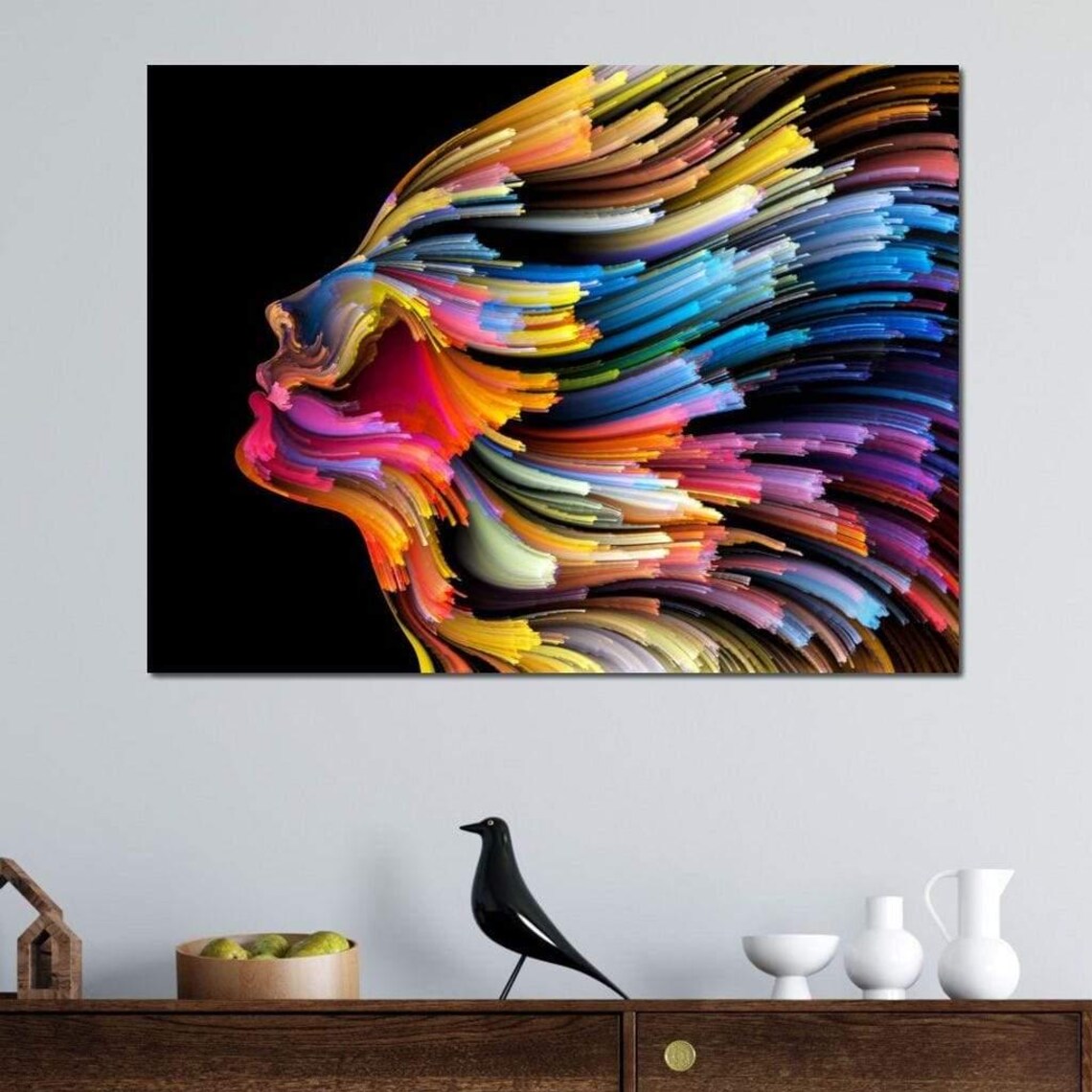Psychedelic Face Colorful Abstract Modern Art Print - Image 3