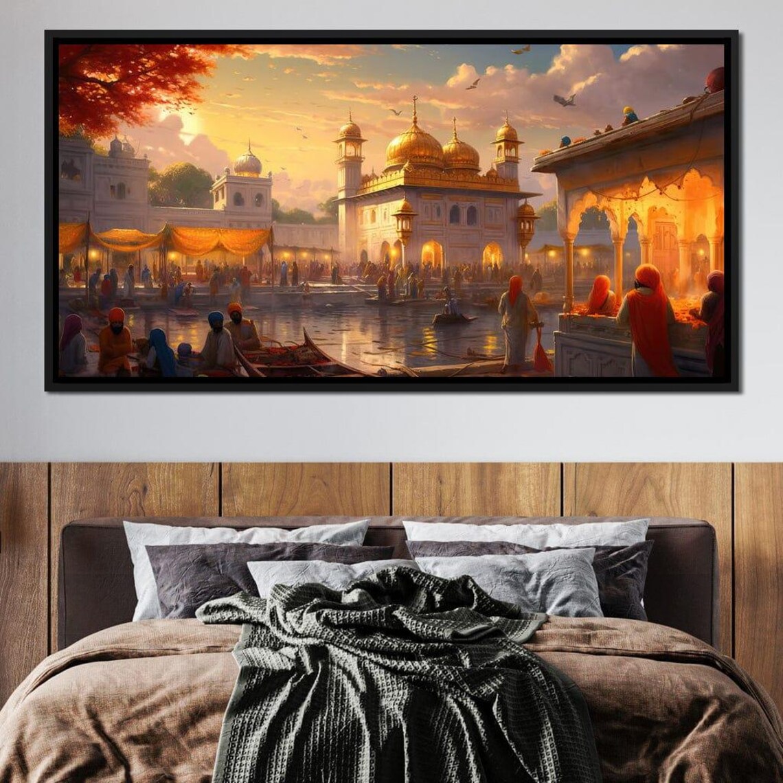 Golden Temple Amritsar Sunset Devotees Sacred Lake India Travel Poster - Image 2