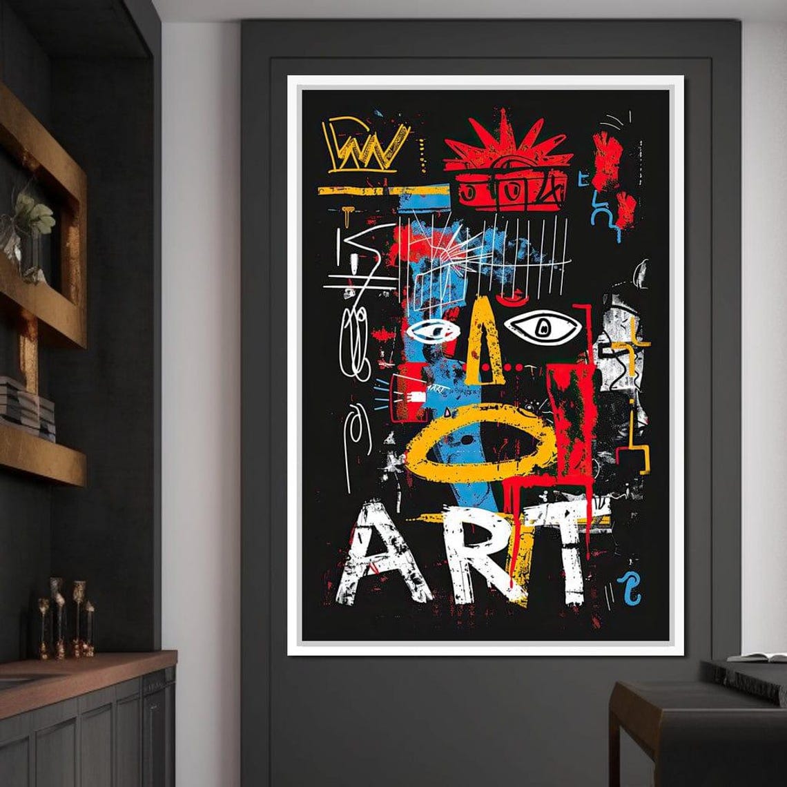 Graffiti Face With Crown Urban Street Art Bold Black Wall Poster - Image 4