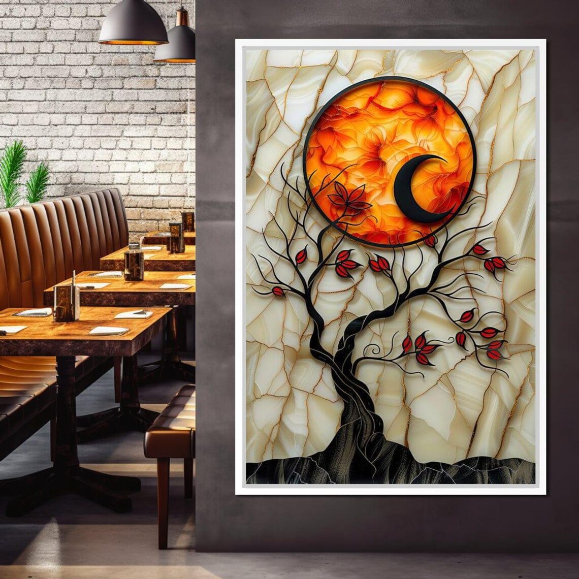 Solar Flare Through Leaves, Sun and Moon Tree Art Print - Image 4